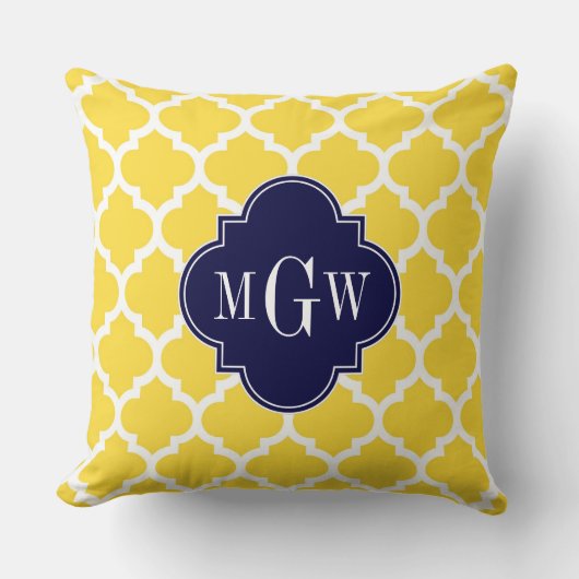 Coussin Ananas Wht Marocain #5 Navy 3 Initial Monogramme (Recto)