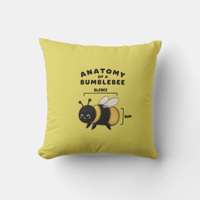 Coussin Anatomie drôle d'un bumblebee Blebee Bum Mignon  (Recto)