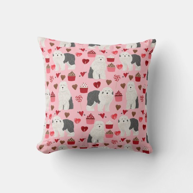 Coussin Ancien chien de garde anglais Valentines Love cous (Recto)