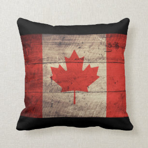 Coussin Ancien drapeau canadien en bois