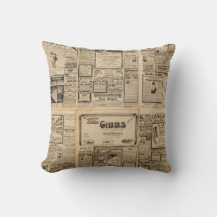 Coussin Ancien journal : arrière - plan de papier vintage.