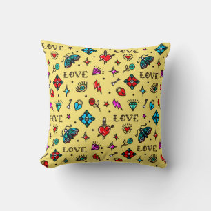 Coussin Ancien Motif de tatouage de l'école