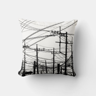 Coussin Ancien téléphone et lignes électriques