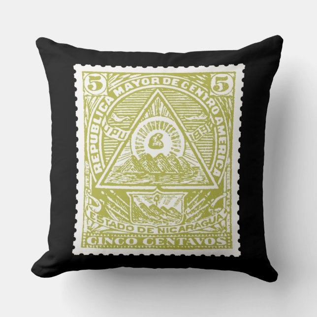 Coussin Ancien Timbre Poscène Guatamala Tous Voir L'Oeil (Recto)