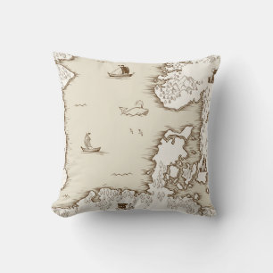 Coussin Ancienne carte de la mer du Nord, de la Grande-Bre