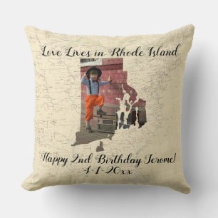 Coussin Ancienne Carte L'Amour Vit À Rhode Island State Ph