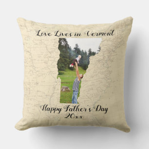 Coussin Ancienne Carte L'Amour Vit Dans Le Vermont State F