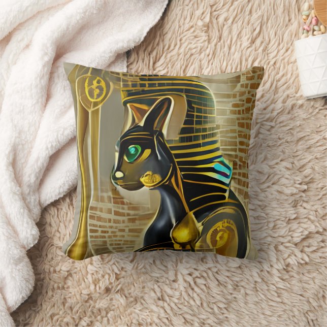 Coussin Ancienne déesse de chat égyptienne Bastet AI Art (Couverture)