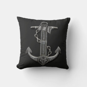 Coussin Ancrage du drapeau américain patriotique pirate na