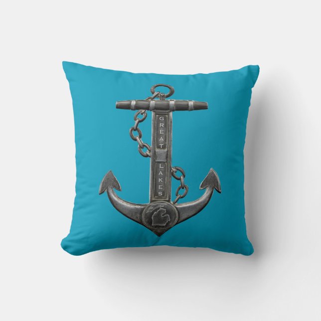 Coussin Ancrage métallique chrome pirate thème nautique (Recto)