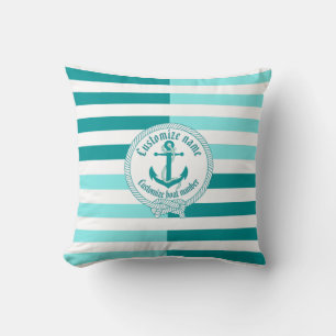 Coussin Ancrage nautique/noeud/nom personnalisé -Aqua Mari