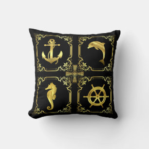 Coussin Ancrage nautique/voilier/roue/phare/dauphin+