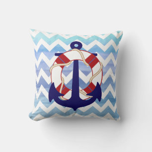 Coussin Ancrage PixDezines/nautique/chevron/aquarelle