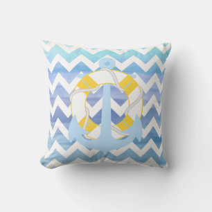 Coussin Ancrage PixDezines/nautique/chevron/aquarelle