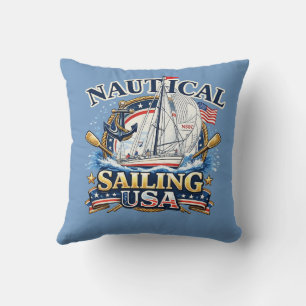 Coussin Ancre Bateau de Voile Nautique Océan Graphique Côt