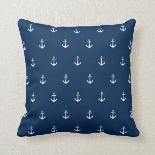 Coussin Ancre blanche nautique de couleurs faites sur