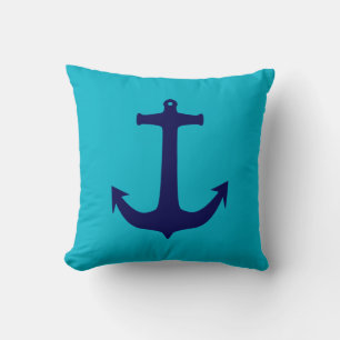 Coussin Ancre bleu et bleu marine