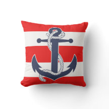 Ancre Bleu foncé Chic Nautique Rouge rayures Motif