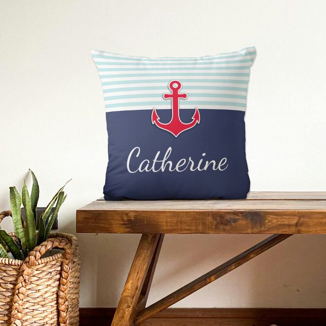 Coussin Ancre bleue marine bleu rouge conception personnal (Créateur téléchargé)
