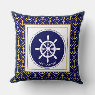 Coussin Ancre et barre navale bleu marine