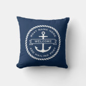 Coussin Ancre et corde nom du bateau hailing port accueil (Recto)