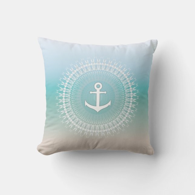 Coussin Ancre Et Mandala Maritime Moderne (Recto)