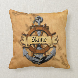 Coussin Ancre et roue nautiques personnalisées