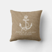 Coussin Ancre marine blanche Linge beige Imprimer (Verso)