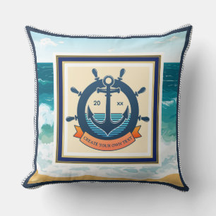 Coussin Ancre Naudtique Roue de Navire Océan Plage Personn