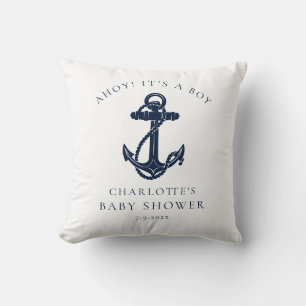 Coussin Ancre nautique Baby shower de garçon côtier
