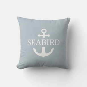 Coussin Ancre nautique blanc & bleu Dusty. Bateau Extérieu
