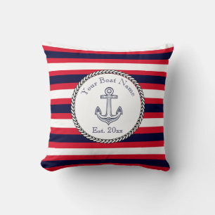 Coussin Ancre nautique Bleu Blanc Bleu Bleu Bleu Rouge Lan