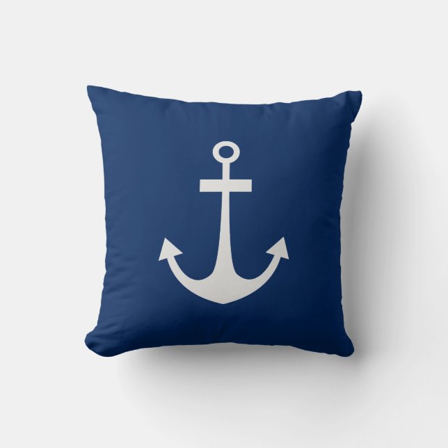 Coussin Ancre nautique bleue (Recto)