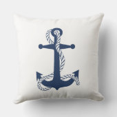 Coussin Ancre nautique & corde Navy Blanc ID836 (Verso)