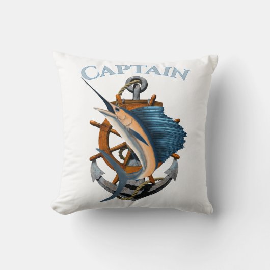 Coussin Ancre nautique du capitaine Pêche en mer profonde (Recto)