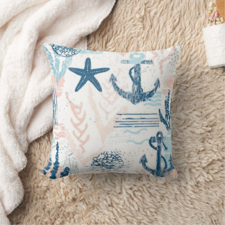Coussin Ancre nautique en détresse Étoile de mer Bleu Côti