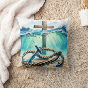 Coussin Ancre nautique et traversée dans l'eau océanique