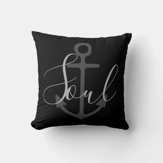 Coussin Ancre nautique + gris SOUL | (Recto)