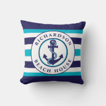 Ancre nautique Marine Aqua Blue Stripes Personnali