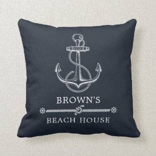 Coussin Ancre nautique Marine Blue Beach ou lac