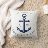Coussin Ancre nautique Personnalisé Monogrammes Blanc (Couverture)