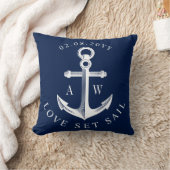 Coussin Ancre nautique Personnalisé Monogrammes Marine (Couverture)