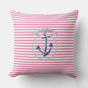 Coussin Ancre Nautique "Sail Away", Corde, Stripes