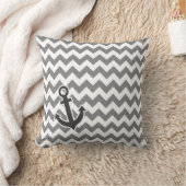 Coussin Ancre nautique sur Dark Grey Chevron (Couverture)