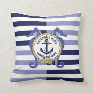 Coussin Ancre/noeud nautiques/nom