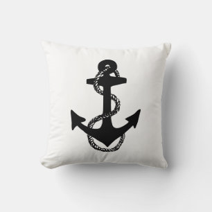 Coussin Ancre noir et blanc + CORDE