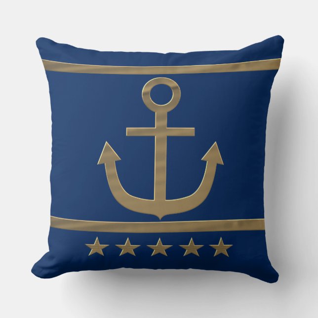 Coussin ancre or sur arrière - plan bleu marine (Recto)