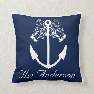 Coussin ancre plage mariage personnalisé Nom