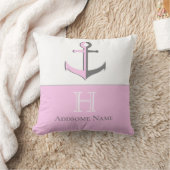 Coussin Ancre rose marine Monogramme côtière (Couverture)