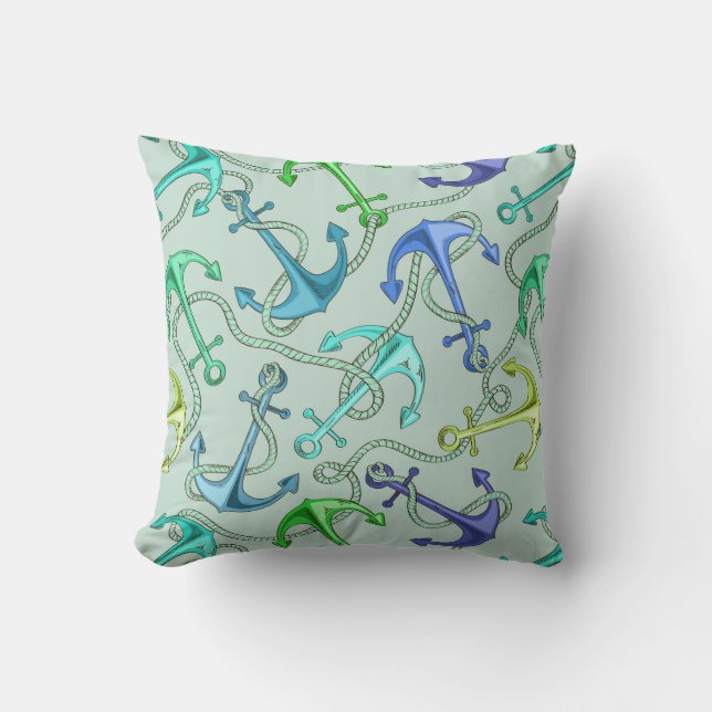 Coussin Ancres flottantes et motif de corde (Recto)